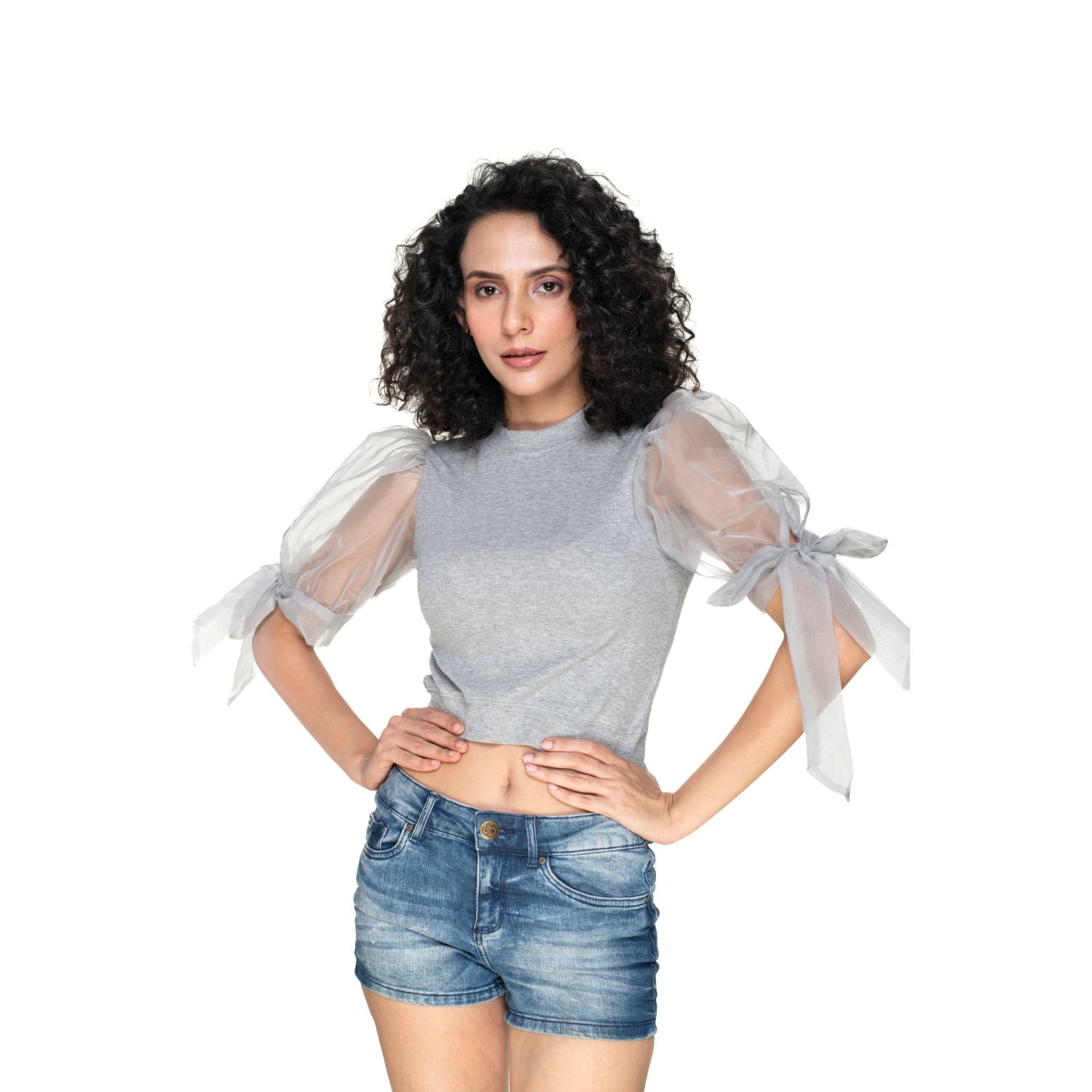 Hosiery Blouses- Bow Tie UpHosiery Blouses- Bow Tie Up Sleeves - Light grey - Blouse featured Sleeves - Light Brown - Blouse featured