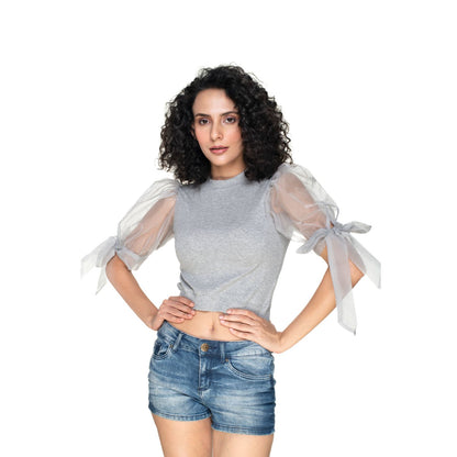 Hosiery Blouses- Bow Tie UpHosiery Blouses- Bow Tie Up Sleeves - Light grey - Blouse featured Sleeves - Light Brown - Blouse featured