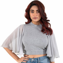 Load image into Gallery viewer, Hosiery Blouses- Butterfly Sleeves - Light grey - Blouse featured