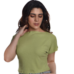 Boat Neck Blouse - Lime Green - Blouse featured