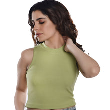 Load image into Gallery viewer, Sleeveless Hosiery Blouses - Lime Green - Blouse featured