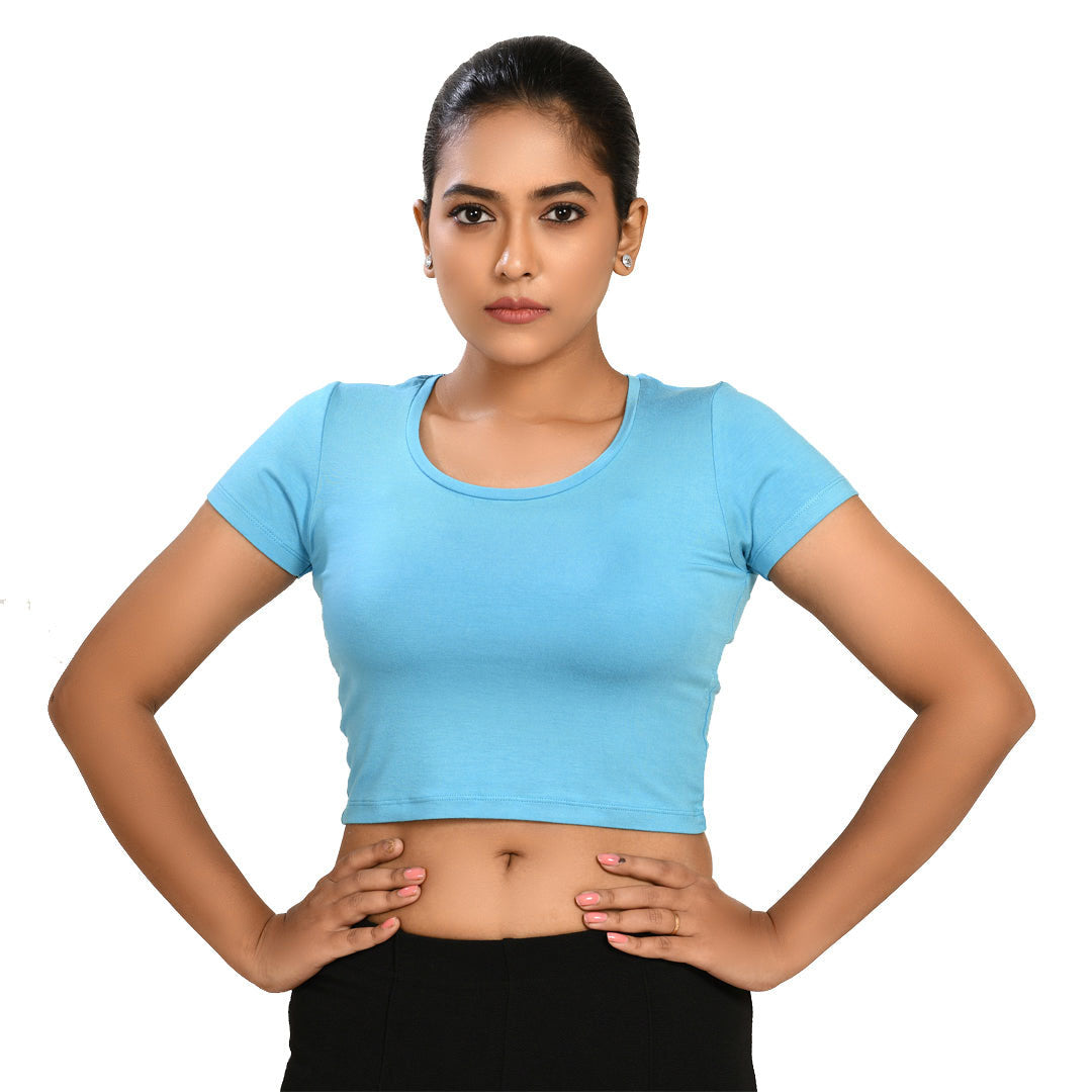 100% Cotton Rayon Blouses Maya Blue Blouse