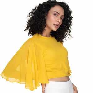 Hosiery Blouses- Butterfly Sleeves - Mango Yellow - Blouse featured
