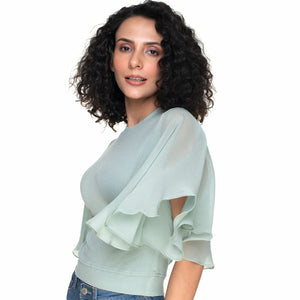 Hosiery Blouses- Butterfly Sleeves - Mint Green - Blouse featured