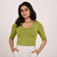 Load image into Gallery viewer, Cotton Rayon Blouses Plus Size - Elbow Sleeves Moss Green Bust size 42-48 Blouse