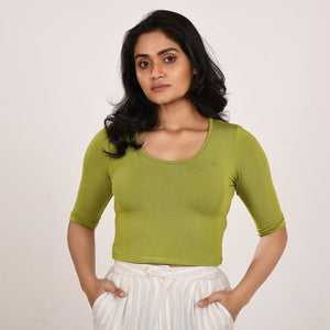 Cotton Rayon Blouses - Elbow Sleeves Moss Green Bust size 28-40 Blouse