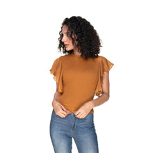 Load image into Gallery viewer, Hosiery Blouses- Flutter Sleeves - Mustard - Blouse featured