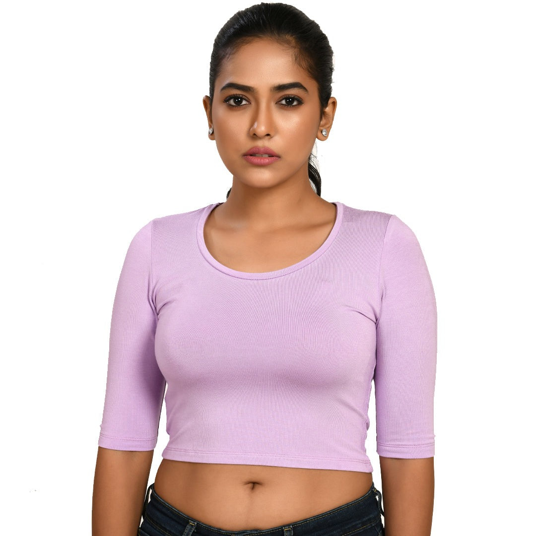 Cotton Rayon Blouses Plus Size - Elbow Sleeves Periwinkle Bust size 42-48 Blouse