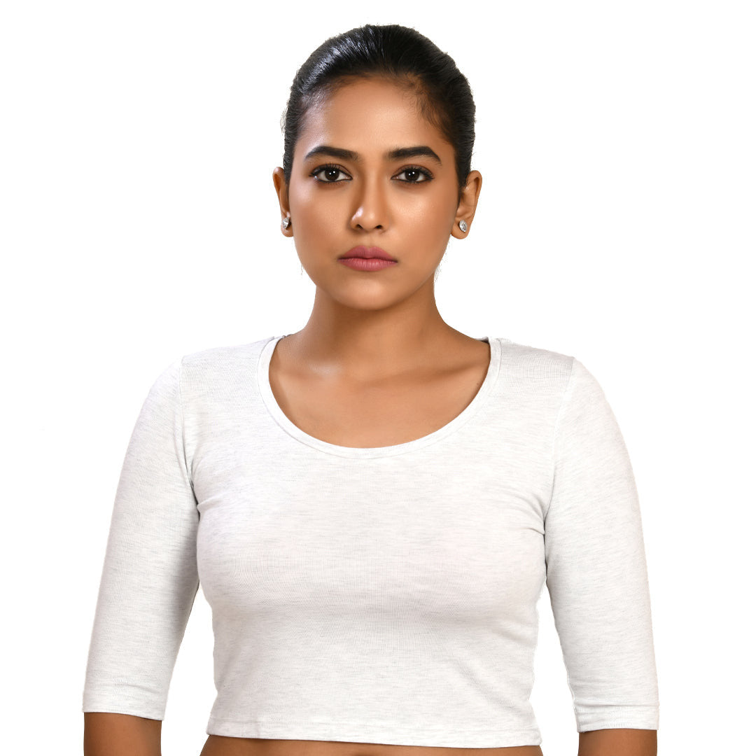 Cotton Rayon Blouses Plus Size - Elbow Sleeves Pearl River Grey Bust size 42-48 Blouse