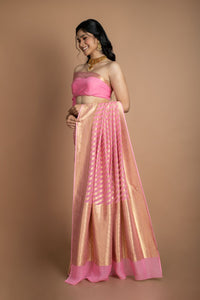 Pink Stripes Saree Saree