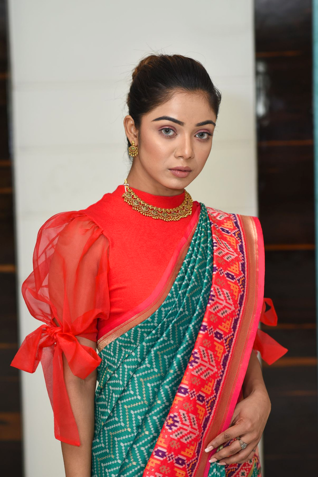 Green Zig- zag pattern Patola Silk Saree Saree