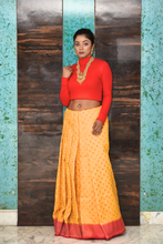 Load image into Gallery viewer, Bright Yellow Banarasi Silk Saree Saree