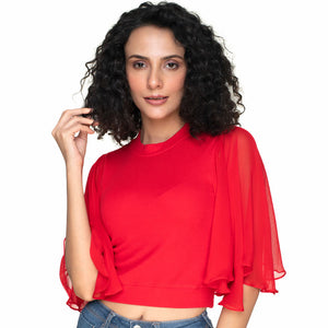 Hosiery Blouses- Butterfly Sleeves - Red - Blouse featured