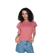 Load image into Gallery viewer, Hosiery Blouses- Flutter Sleeves - Rose Pink - Blouse featured