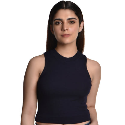 Sleeveless Hosiery Blouses - Royal Blue - Blouse featured