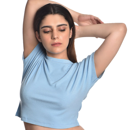 Boat Neck Blouse - Sky Blue - Blouse featured