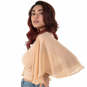 Hosiery Blouses- Butterfly Sleeves - Tan - Blouse featured