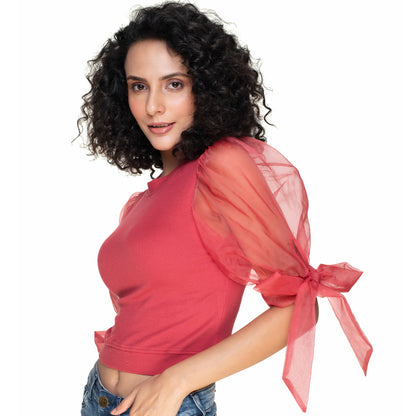 Hosiery Blouses- Bow Tie Up Sleeves - Blouse featured