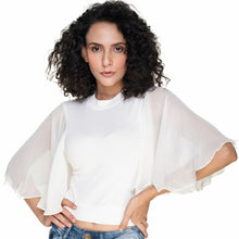 Load image into Gallery viewer, Hosiery Blouses- Butterfly Sleeves - White - Blouse featured