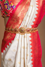 Load image into Gallery viewer, White Silk Saree With Red Banarasi Border Saree