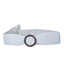 Load image into Gallery viewer, Round Buckle Belt - Artificial Leather White Belts