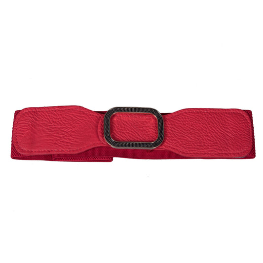 Rectangle Buckle Belt - Artificial Leather Red Belts