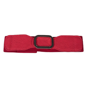 Rectangle Buckle Belt - Artificial Leather Red Belts
