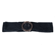 Load image into Gallery viewer, Round Buckle Belt - Artificial Leather Black Belts