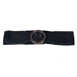 Round Buckle Belt - Artificial Leather Black Belts