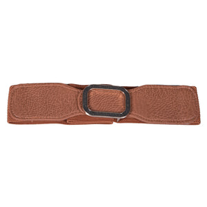 Rectangle Buckle Belt - Artificial Leather Light Brown Belts