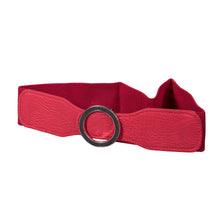 Load image into Gallery viewer, Round Buckle Belt - Artificial Leather Red Belts