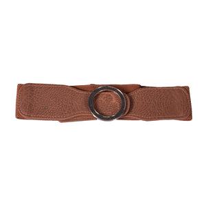 Round Buckle Belt - Artificial Leather Light Brown Belts