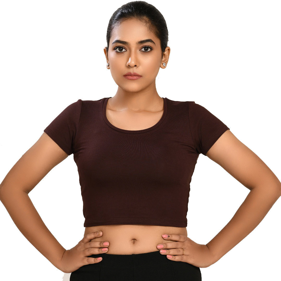 100% Cotton Rayon Blouses Chocolate Brown Blouse