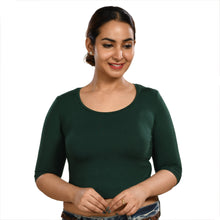 Load image into Gallery viewer, Cotton Rayon Blouses Plus Size - Elbow Sleeves Green Bust size 42-48 Blouse