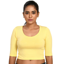 Load image into Gallery viewer, Cotton Rayon Blouses - Elbow Sleeves Light Yellow Bust size 28-40 Blouse