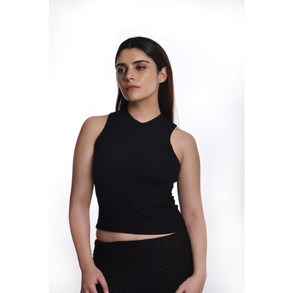 Sleeveless Hosiery Blouses - Black - Blouse featured