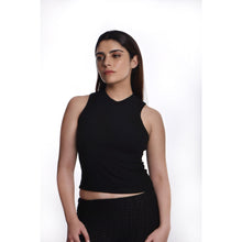 Load image into Gallery viewer, Sleeveless Hosiery Blouses - Black - Blouse featured