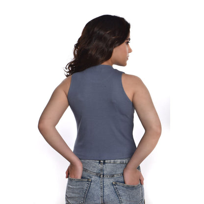 Sleeveless Hosiery Blouses - Brilliant Blue - Blouse featured