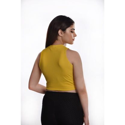 Sleeveless Hosiery Blouses - Mango Yellow - Blouse featured