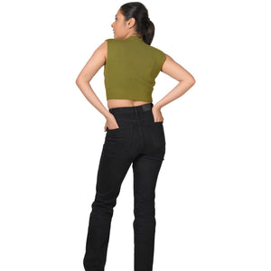 Knit Tops : Surplice Neck Top - Olive Green - Blouse featured