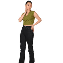 Load image into Gallery viewer, Knit Tops : Surplice Neck Top - Olive Green - Blouse featured
