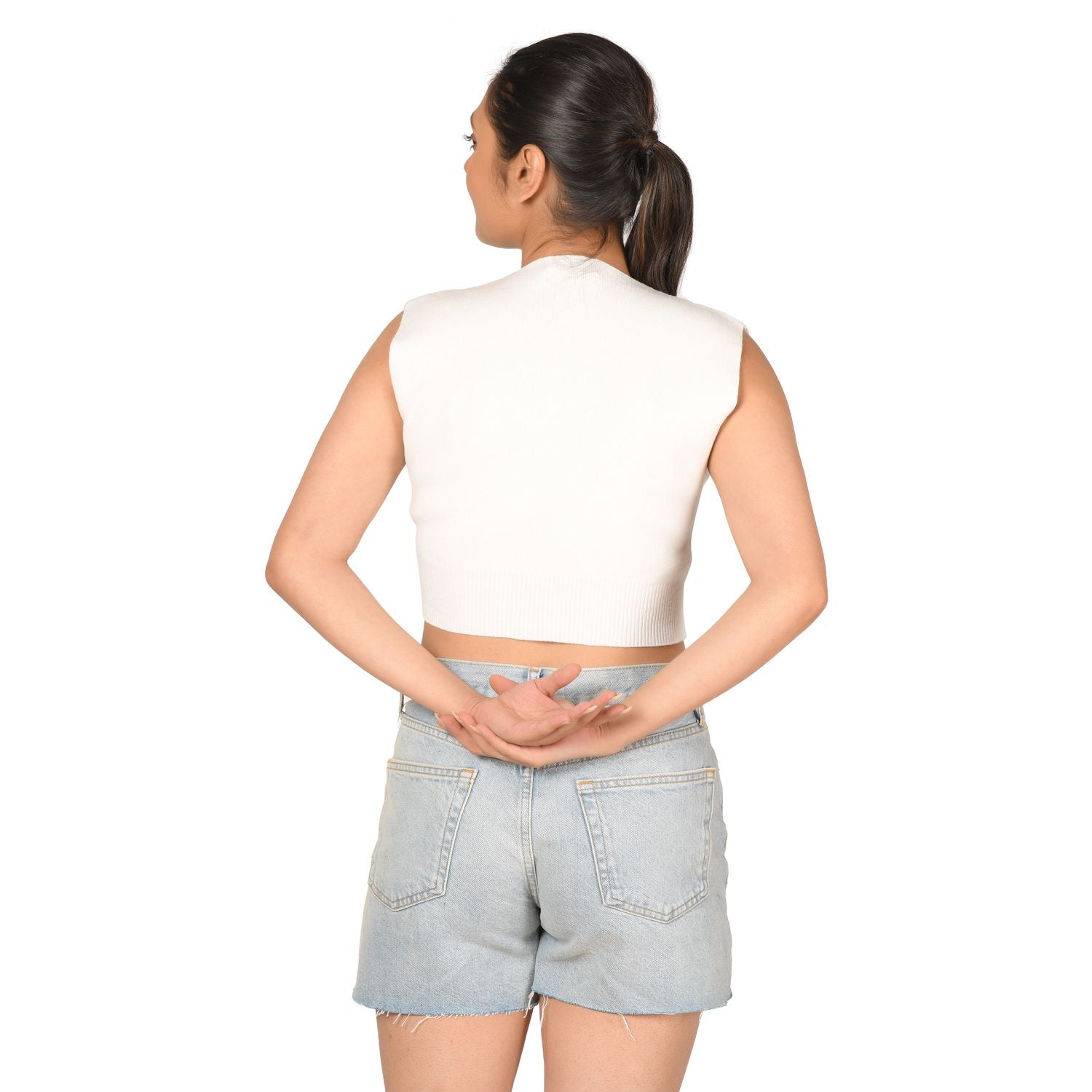 Knit Tops : Surplice Neck Top - White - Blouse featured
