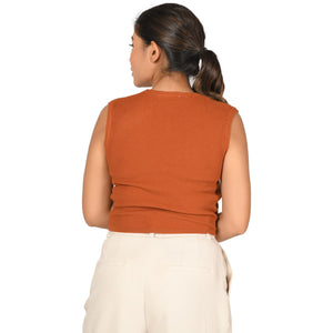 Textured Knit Sleeves Top - Ginger - Blouse featured