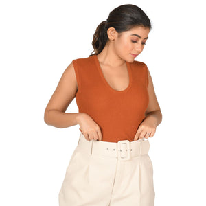 Textured Knit Sleeves Top - Ginger - Blouse featured