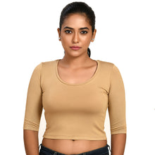 Load image into Gallery viewer, Cotton Rayon Blouses - Elbow Sleeves Peanut Brown Bust size 28-40 Blouse